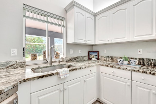 kitchen featuring sink, white cabinetry, and dishwasher