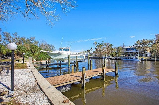 view of dock featuring a water view