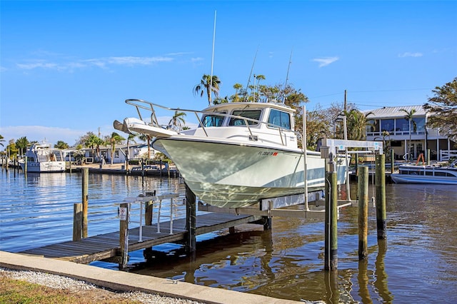 view of dock featuring a water view