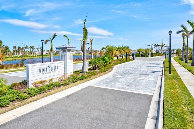 view of road featuring a water view