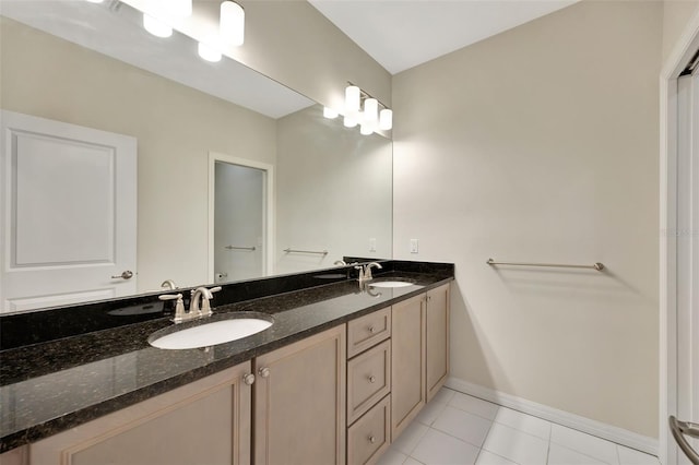 bathroom featuring vanity and tile patterned floors