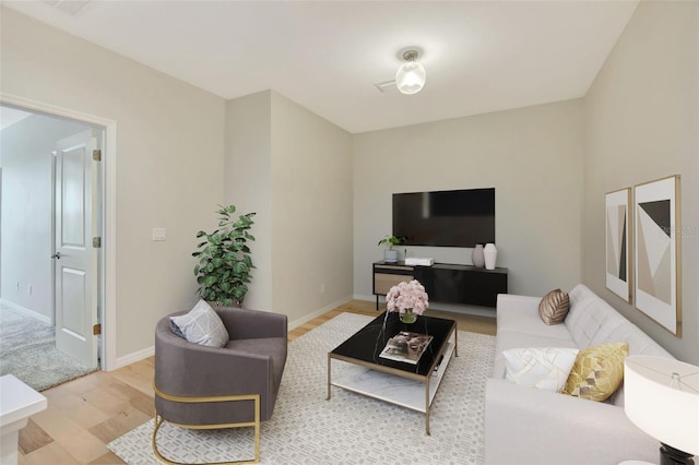 living room with hardwood / wood-style flooring