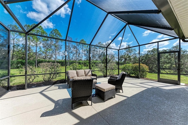 view of patio / terrace with glass enclosure