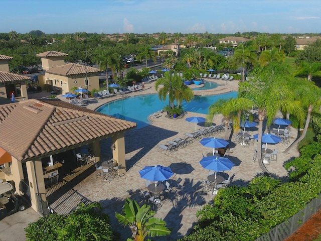 view of pool with a patio and a jacuzzi