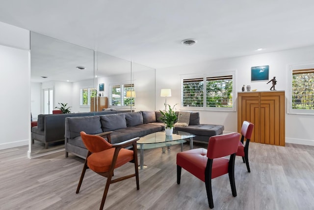 living room featuring light hardwood / wood-style flooring