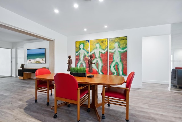 dining area featuring light hardwood / wood-style floors