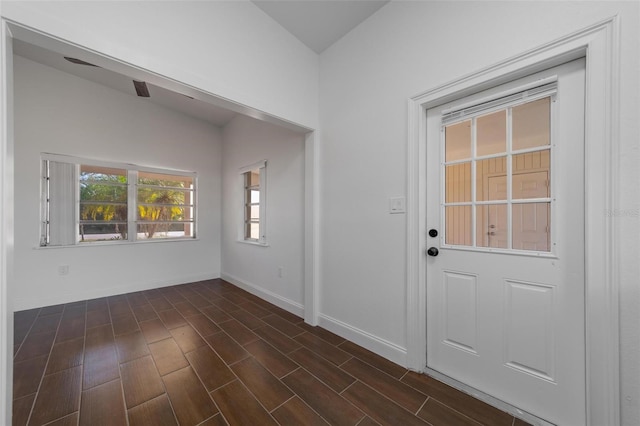 entryway featuring dark wood-type flooring