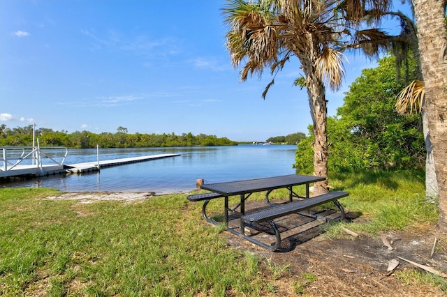 view of dock featuring a water view