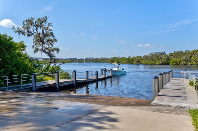 view of dock featuring a water view