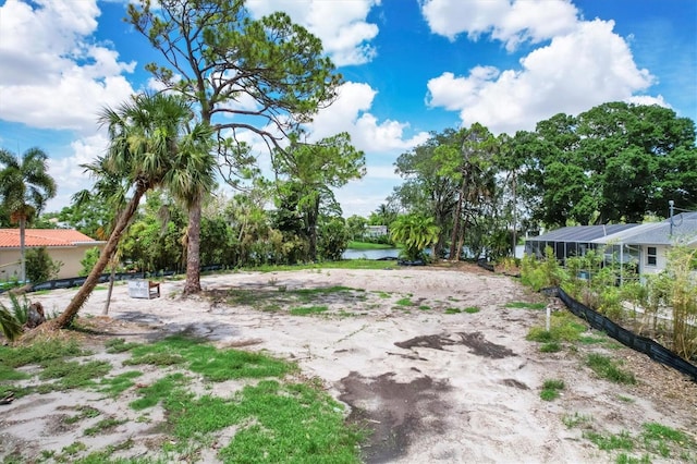 view of yard with a water view