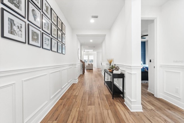 hall featuring light hardwood / wood-style floors