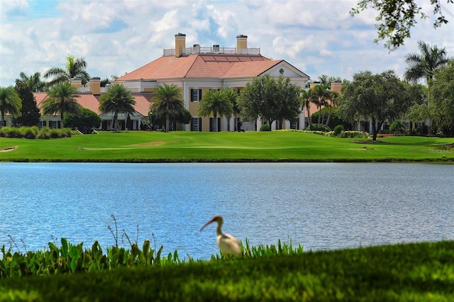 view of water feature with view of golf course