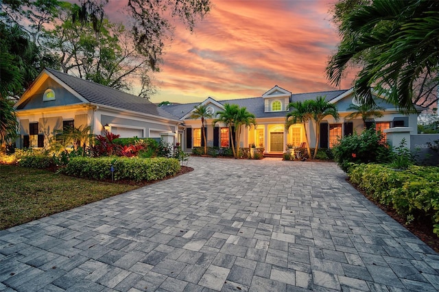 view of front of house with a garage