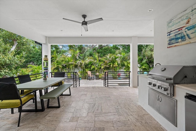 577 Venice Ln, Sarasota, FL 34242 - view of patio featuring outdoor dining space and ceiling fan