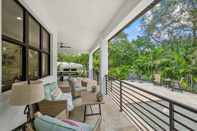 view of patio / terrace featuring a balcony and an outdoor hangout area