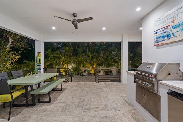 577 Venice Ln, Sarasota, FL 34242 - view of patio / terrace featuring outdoor dining area and a ceiling fan