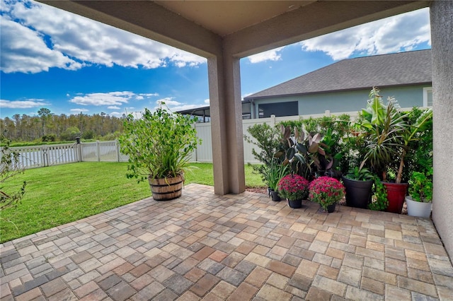 view of patio featuring a fenced backyard