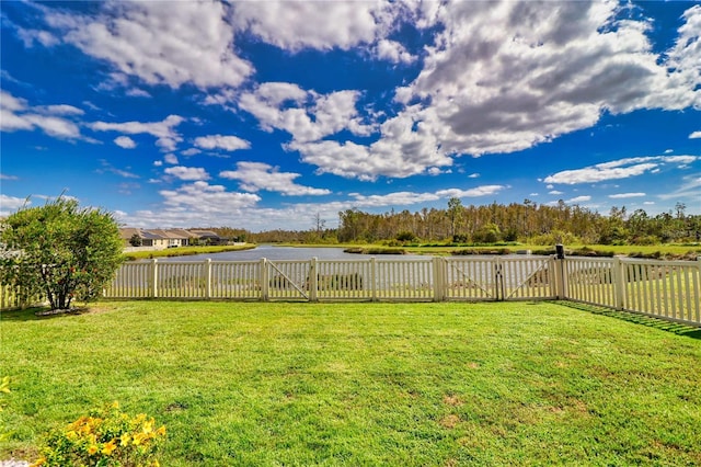 view of yard with fence and a gate