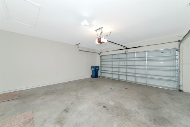 garage with a garage door opener