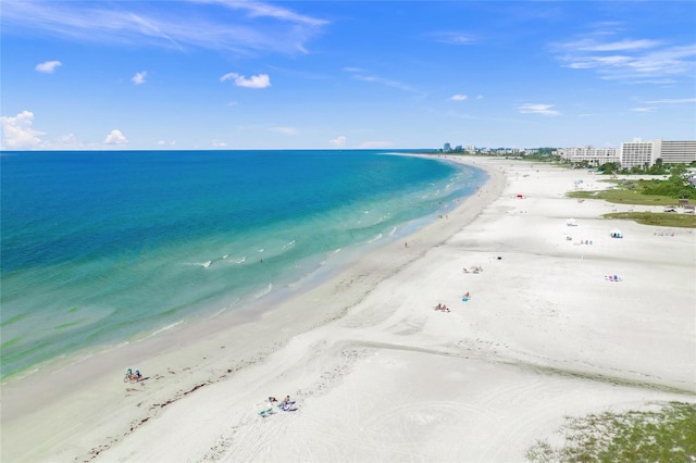 property view of water featuring a view of the beach