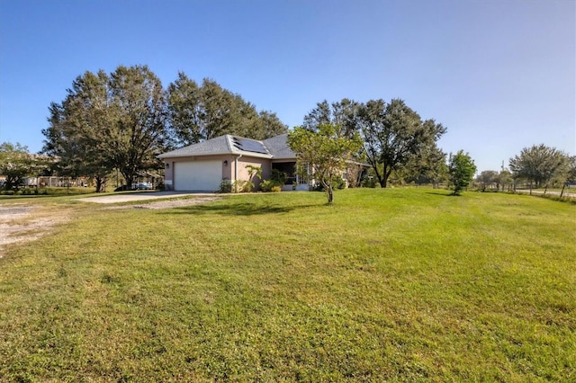 exterior space with a garage