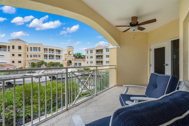 balcony with ceiling fan