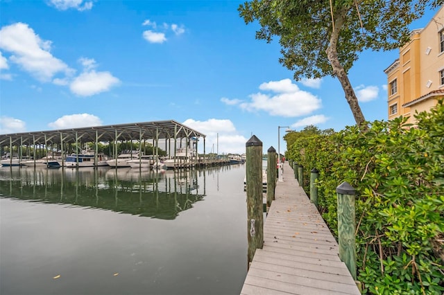 view of dock featuring a water view