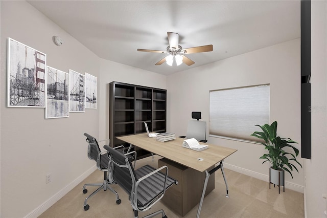 14041 Bellagio Way Unit 214, Osprey, FL 34229 - home office with ceiling fan, light colored carpet, and baseboards