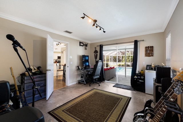 living room featuring ornamental molding