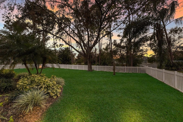 view of yard at dusk