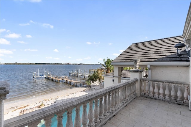 dock area with a water view