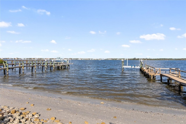 dock area with a water view