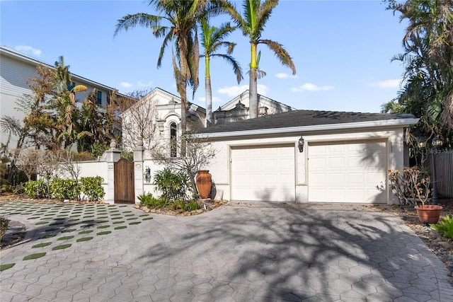 8213 Midnight Pass Rd, Sarasota, FL 34242 - view of front of home featuring a garage, fence, a gate, and aphalt driveway