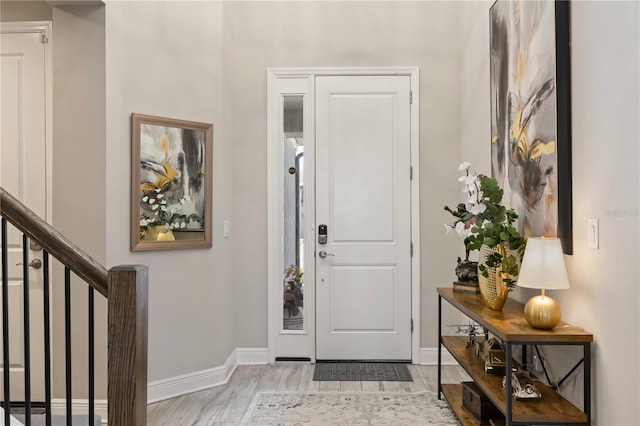 entrance foyer with light wood-type flooring