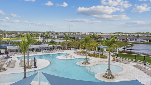 view of pool featuring a patio