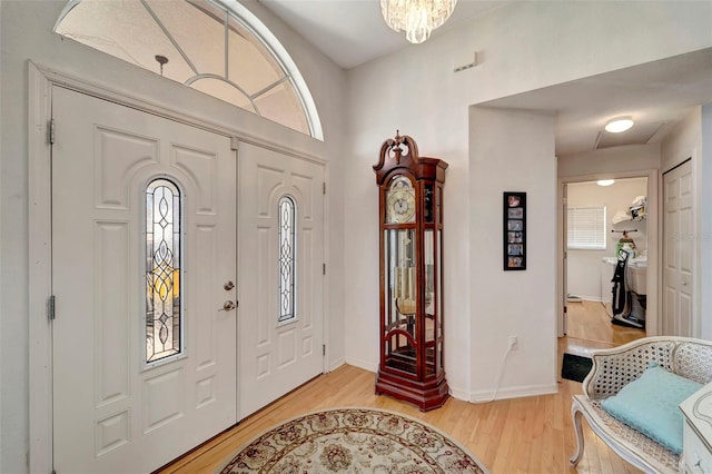 entryway featuring a wealth of natural light and light wood-type flooring