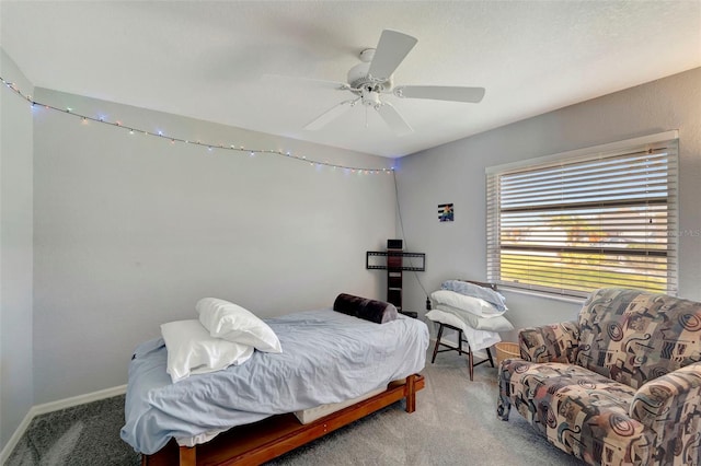 bedroom with carpet flooring and ceiling fan