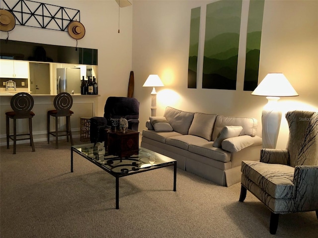 living room featuring carpet flooring