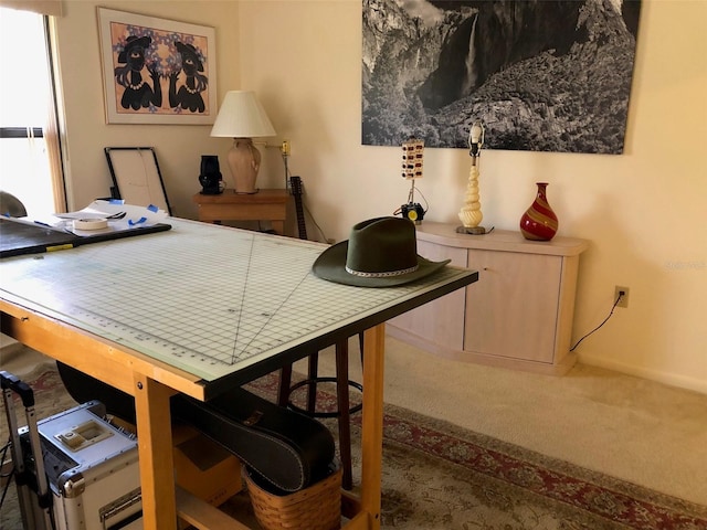 dining space with carpet floors