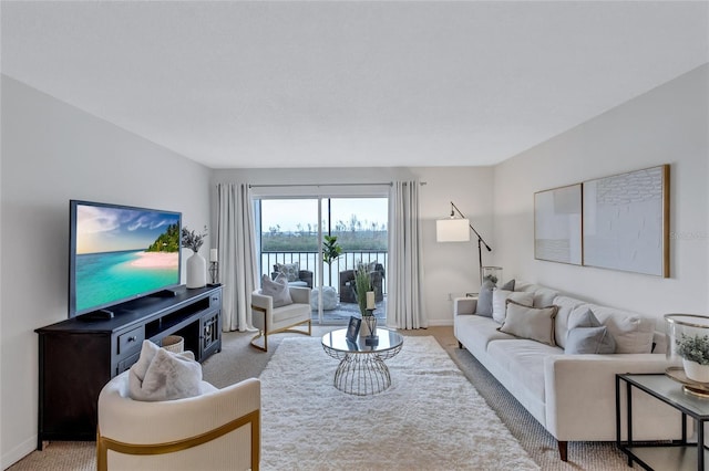 living room featuring carpet floors