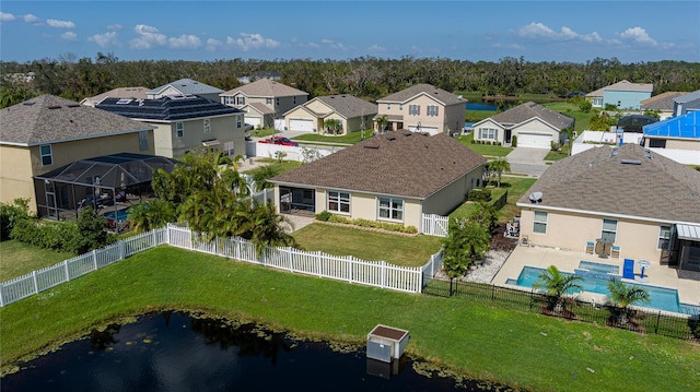 bird's eye view featuring a water view