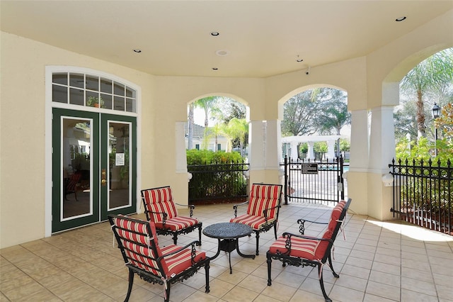 view of patio / terrace featuring french doors