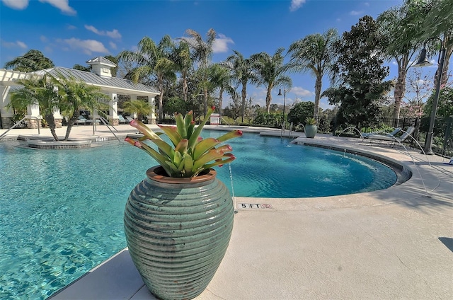 view of swimming pool with a patio