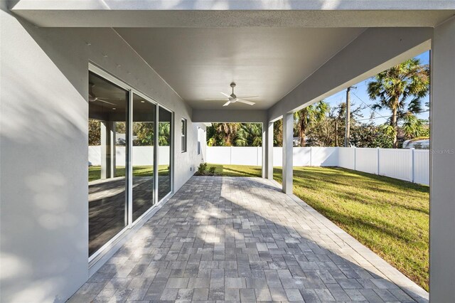 view of patio with ceiling fan