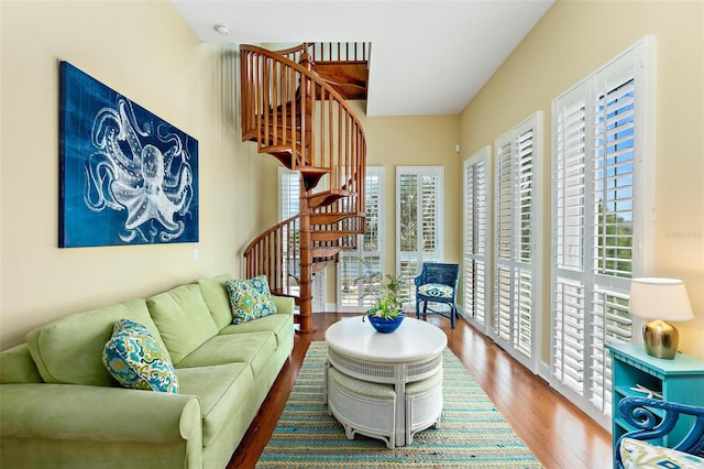 living room with hardwood / wood-style floors