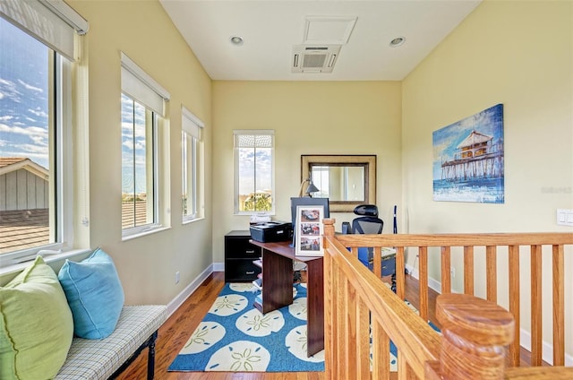 office area with hardwood / wood-style floors