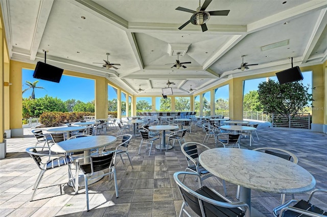 view of patio with ceiling fan