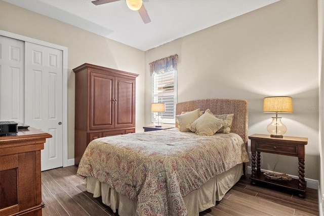 bedroom with a closet and ceiling fan