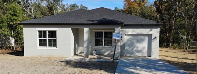 exterior space with a garage