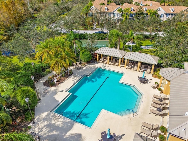 view of swimming pool with a patio area